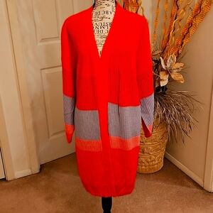 ORANGE MULTI COLOR LONG SWEATER